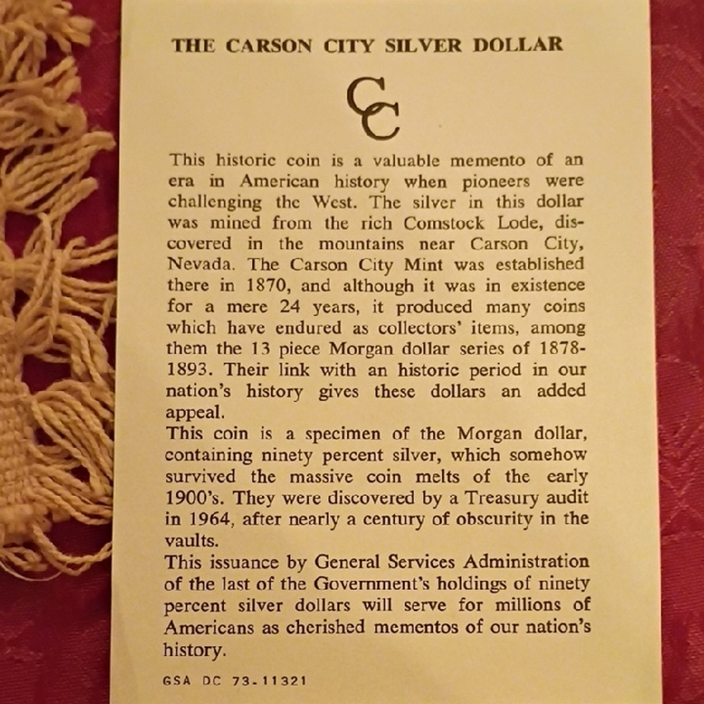 1885 Carson City Silver Dollar Bi-Centennial Presidential Edition - Picture 5 of 13